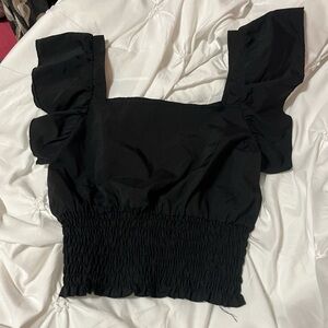 SHEIN Black Ruffled Blouse